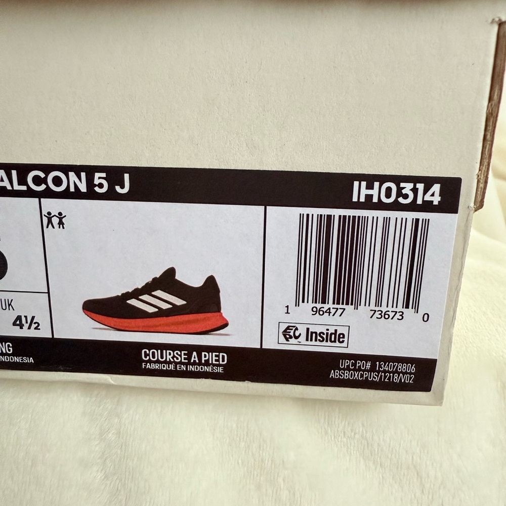 Adidas Runfalcon 5 J Youth GS Size 6 Black Red Athletic Running Shoes - Picture 10 of 10